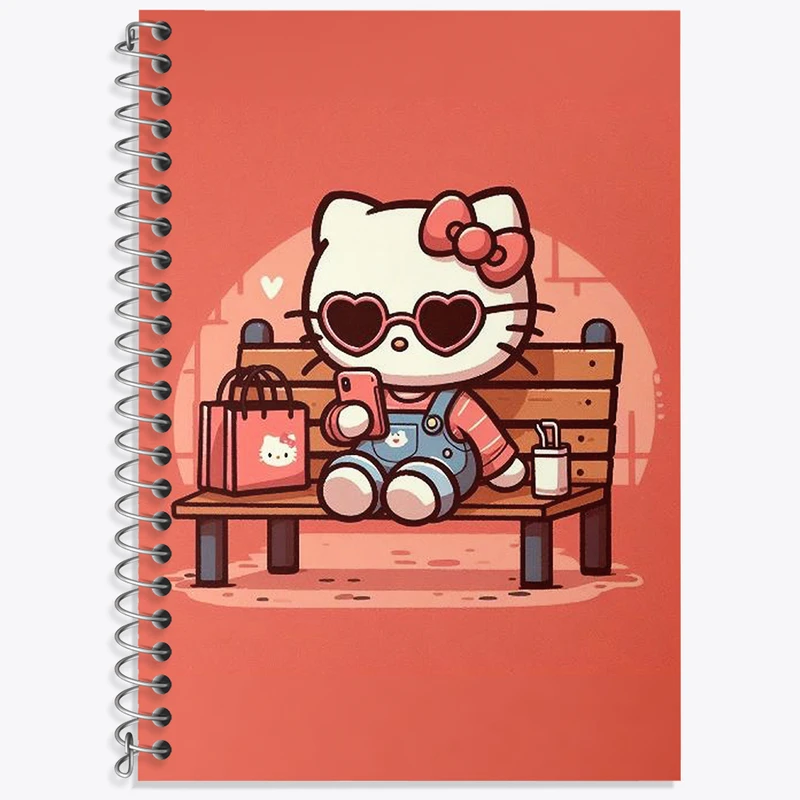 دفتر زبان 50 برگ خندالو مدل دو خط طرح هلو کیتی (Hello Kitty) کد N1844