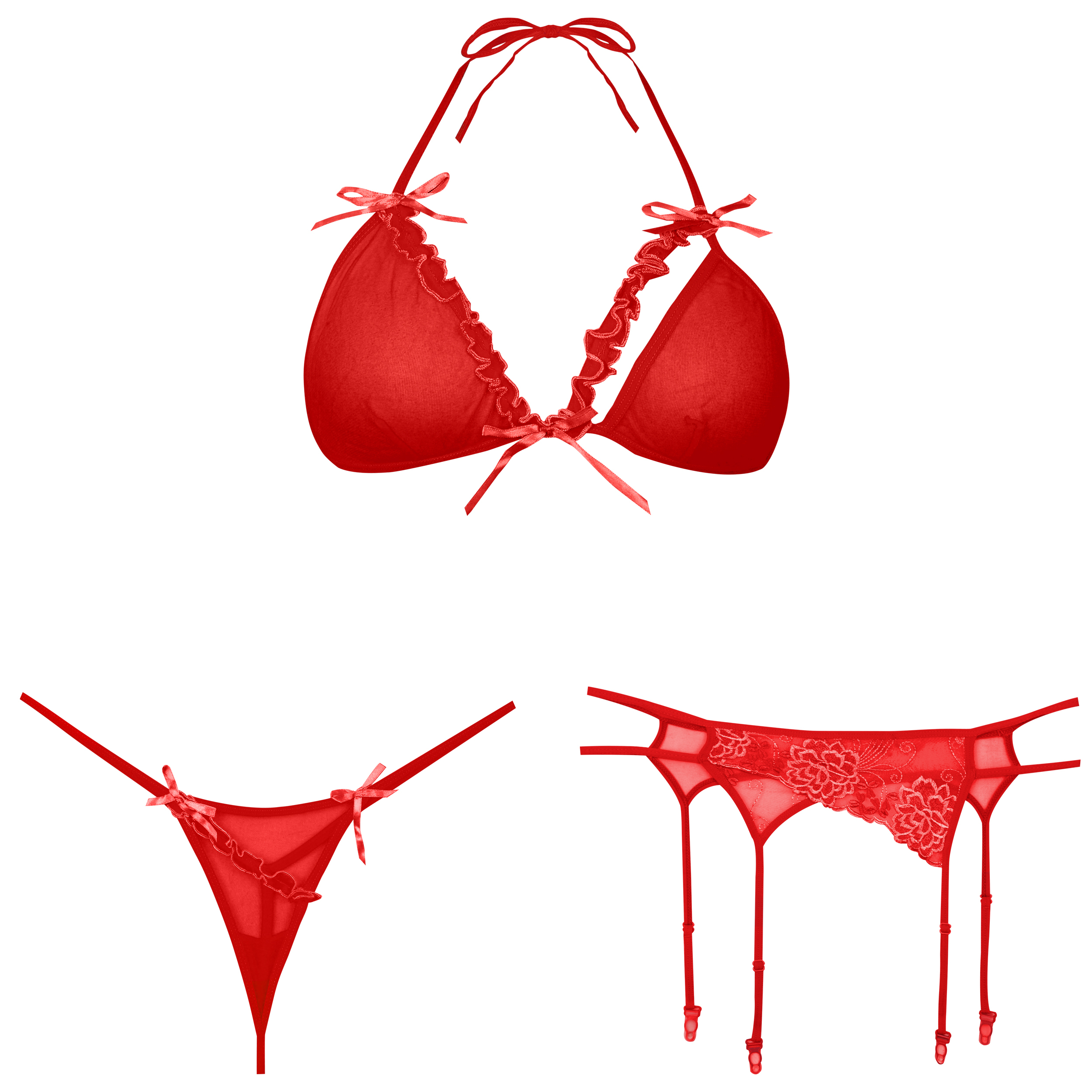 ست شورت و سوتین و نگهدارنده جوراب زنانه کد 3195-0028-3