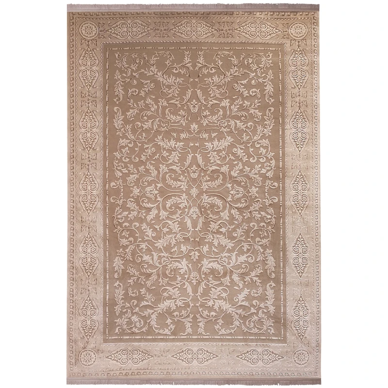 فرش ماشینی زمرد مشهد کد DI05 زمینه بژ