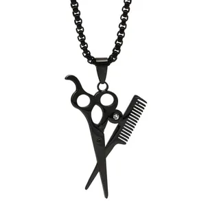 گردنبند مردانه طرح قیچی و شانه کد SC-01