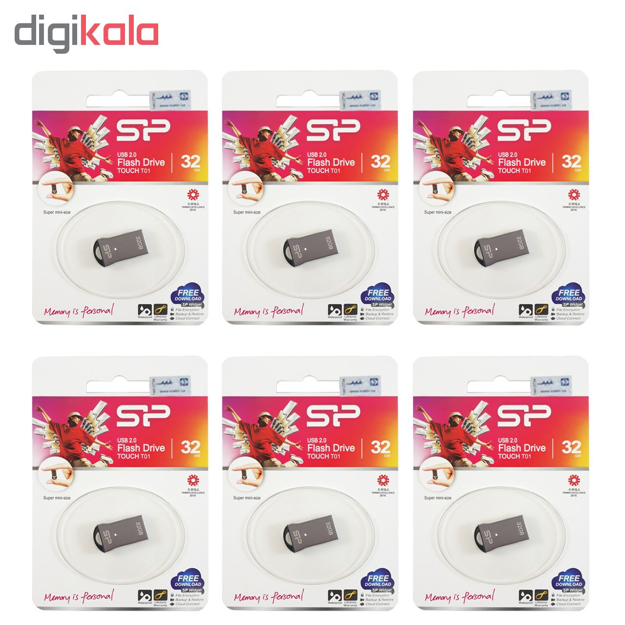 فلش مموری سیلیکون پاور مدل Touch T01 ظرفیت 32 گیگابایت بسته 6 عددی