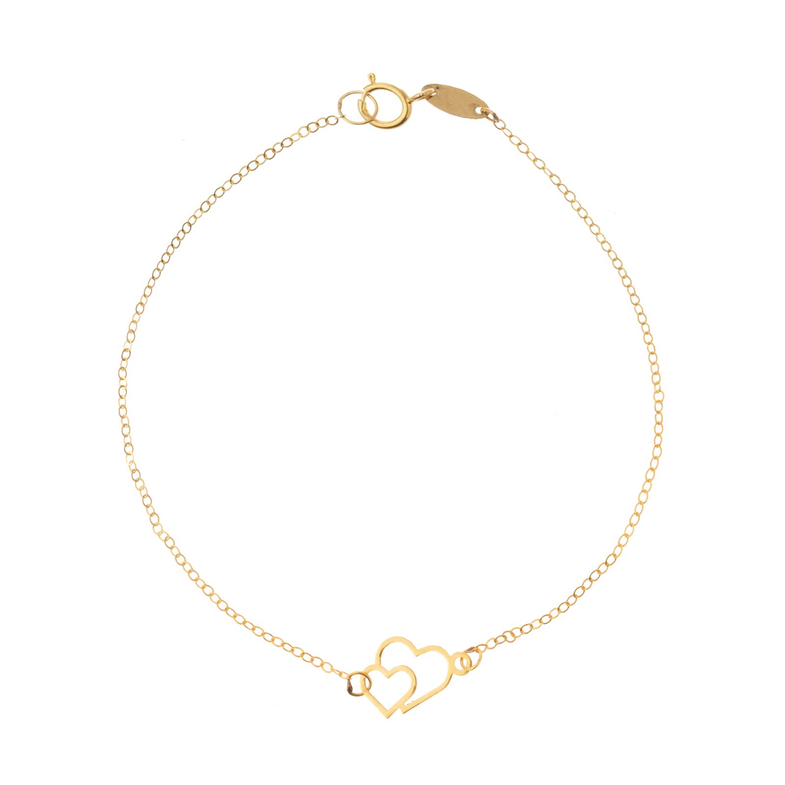دستبند طلا 18 عیار زنانه مایا ماهک مدل MB0957 طرح دو قلب -  - 1