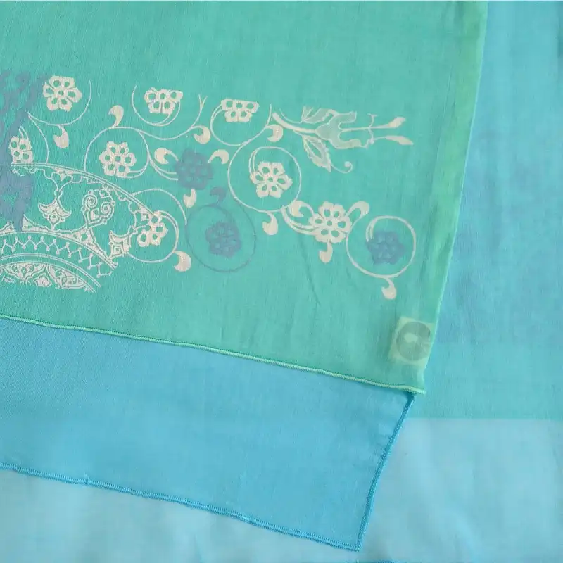 شال زنانه گدار مدل بوستان رنگ آبی