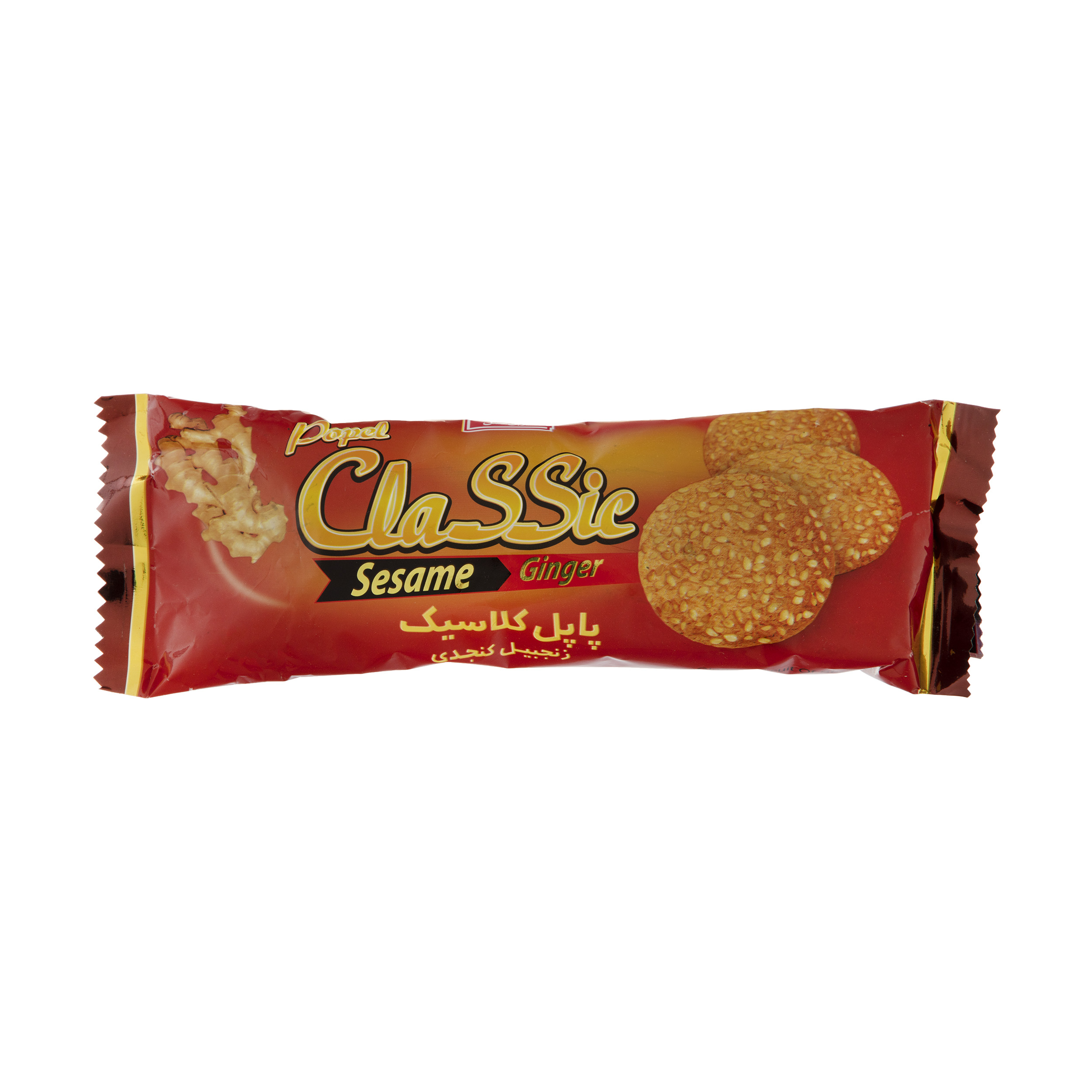 بیسکویت پاپل شیرین عسل با طعم زنجبیل و کنجد مقدار 80 گرم