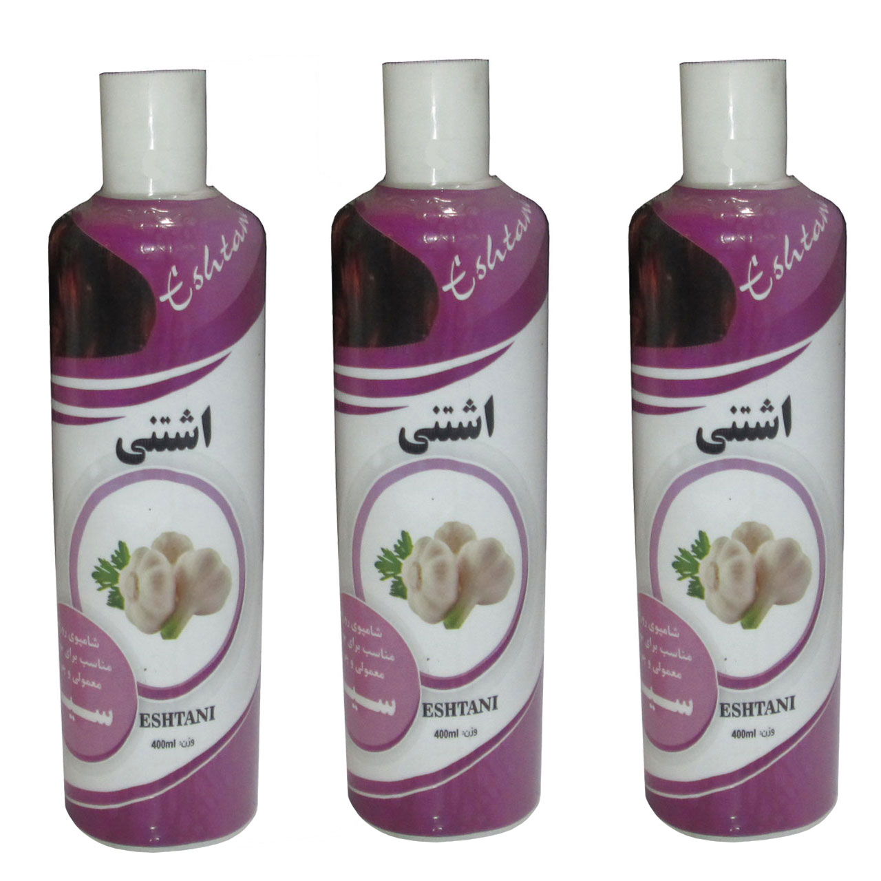 شامپو مو اشتنی مدل Garlic حجم 400 میلی لیتر بسته 3 عددی