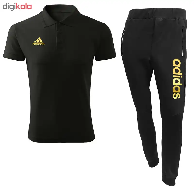 ست پولوشرت و شلوار ورزشی مردانه کد adi29G رنگ مشکی