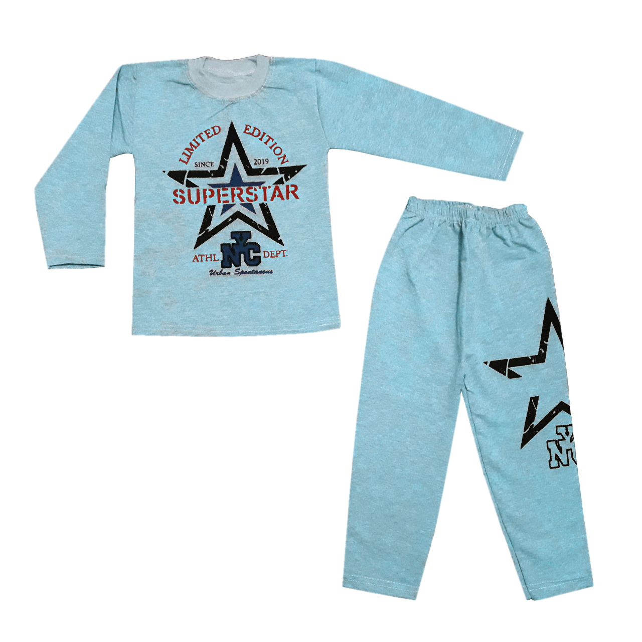ست تی شرت و شلوار پسرانه طرح SuperStar رنگ آبی