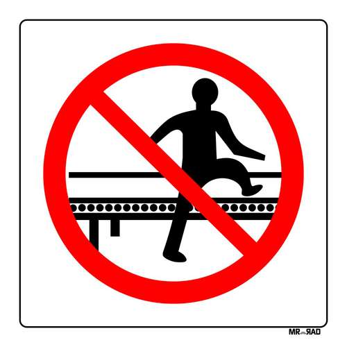 برچسب ایمنی مستر راد طرح راه رفتن یا ایستادن زیر نوار نقاله ممنوع کدLR00263 بسته دوعددی