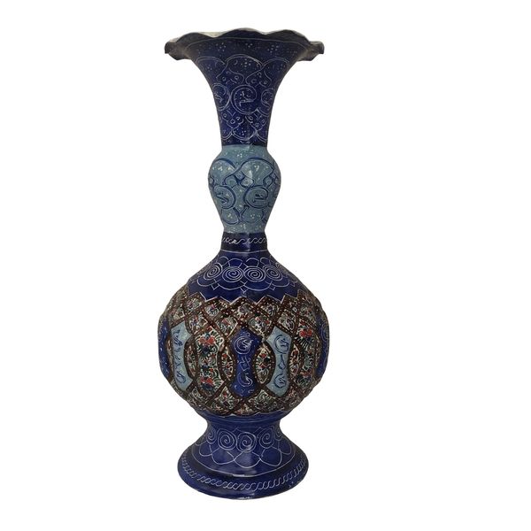 گلدان میناکاری مسی مدل اسلیمی کد 3214 گلدان میناکاری مسی مدل اسلیمی کد 3214