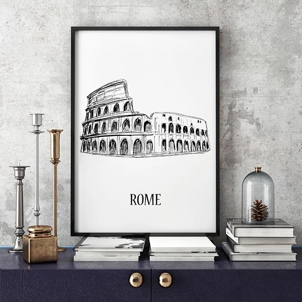 تابلو سالی وود طرح خطی تماشاخانه کولوسئوم رم کد T120906