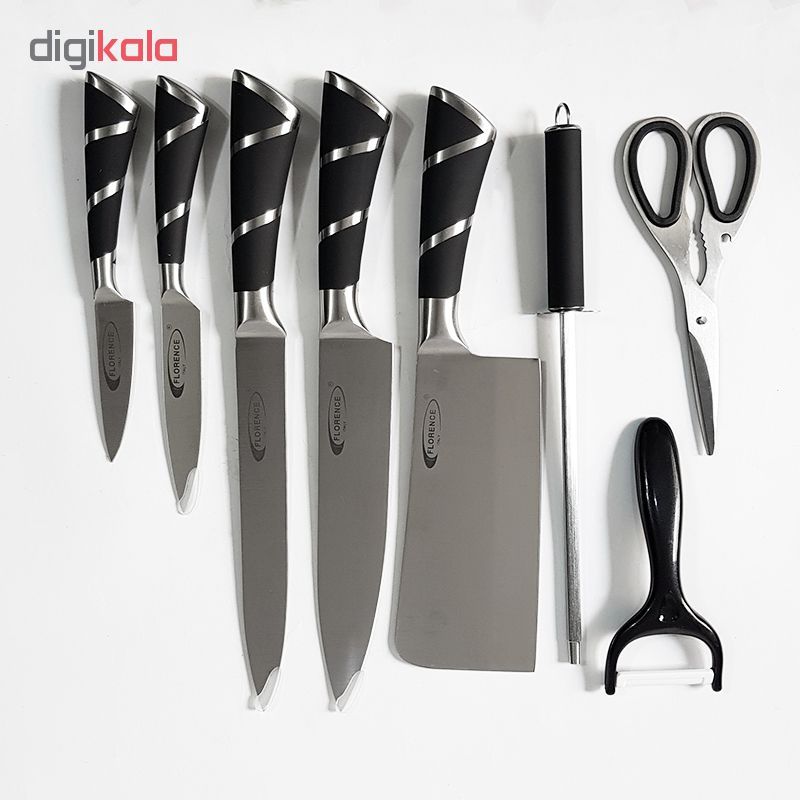 سرویس چاقو آشپزخانه 9 پارچه فلورنس کد008