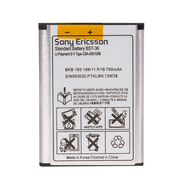 باتری موبایل مدل BST-36 ظرفیت 750 میلی آمپر ساعت مناسب برای گوشی موبایل سونی اریکسون K510