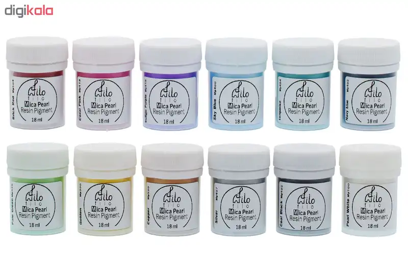 پودر رنگ رزین اپوکسی فیلو مدل Mica Pearl حجم 18 میلی‌لیتر بسته 12 عددی