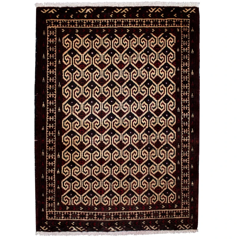 فرش دستباف قدیمی یک متری طرح ترکمن کد 7142