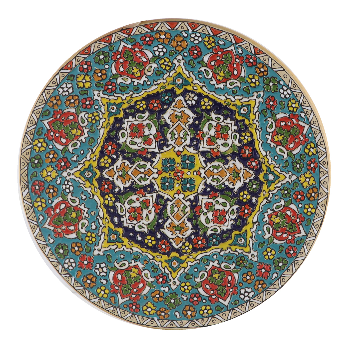 بشقاب میناکاری سفالی طرح گلدار کد 04