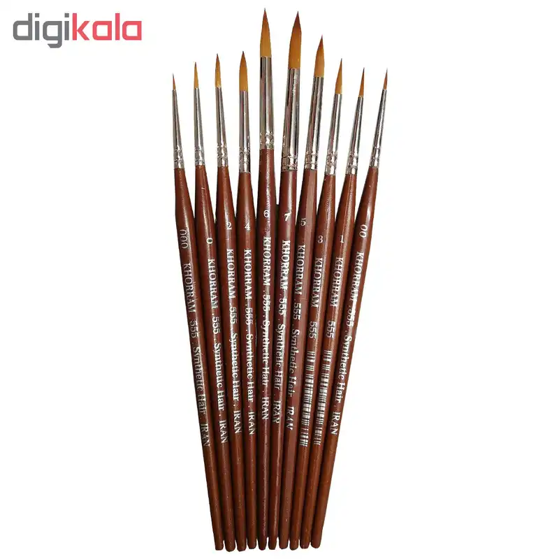 قلم مو گرد خرم کد 555 مجموعه 10 عددی