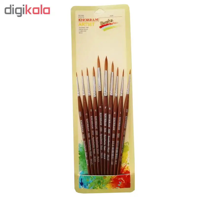 قلم مو گرد خرم کد 555 مجموعه 10 عددی