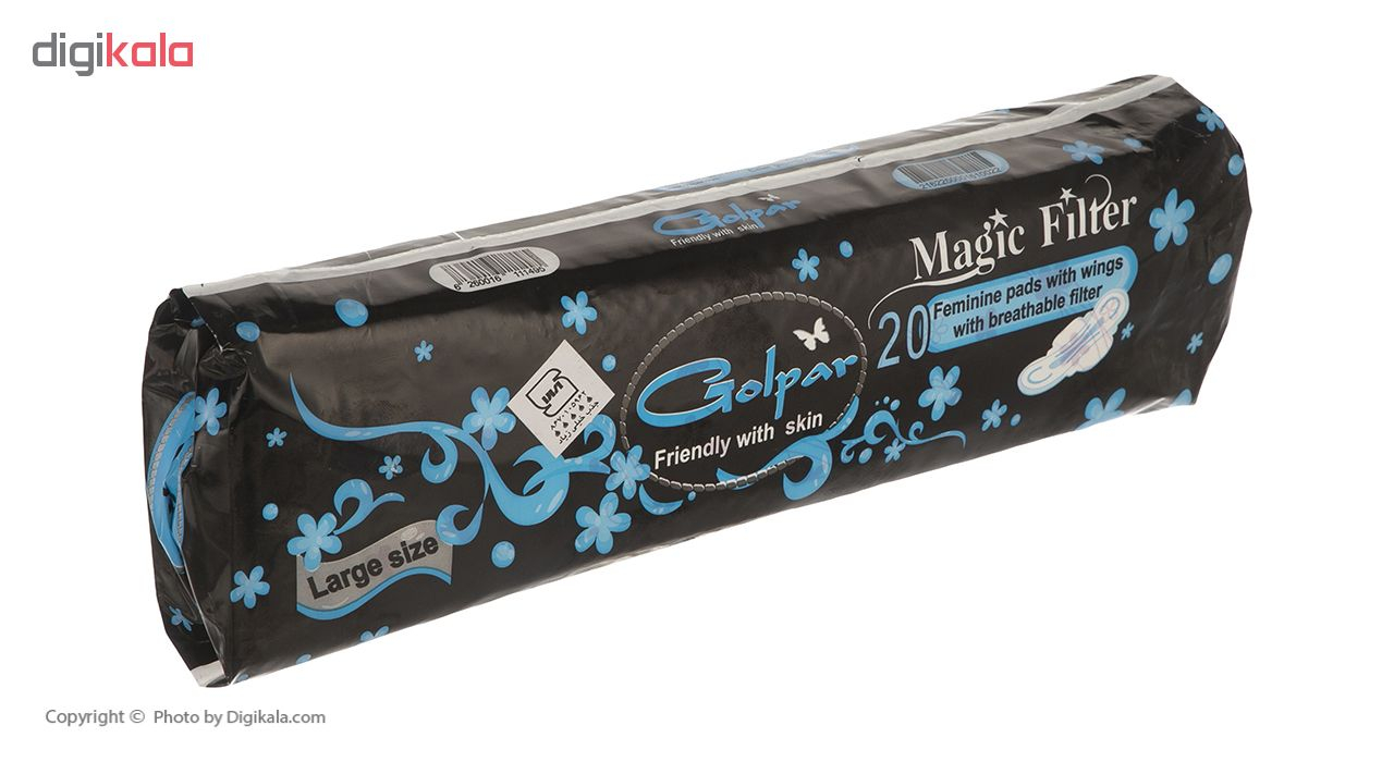 نوار بهداشتی بالدار بزرگ گل پر مدل Magic بسته 20 عددی