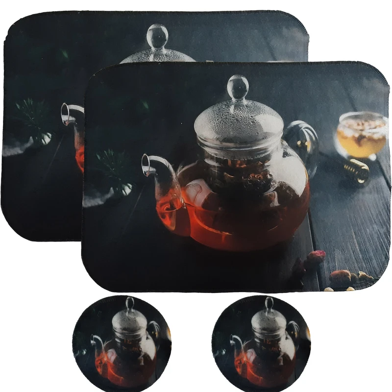 ست زیربشقابی و زیر لیوانی کد 5458 مجموعه 4 عددی