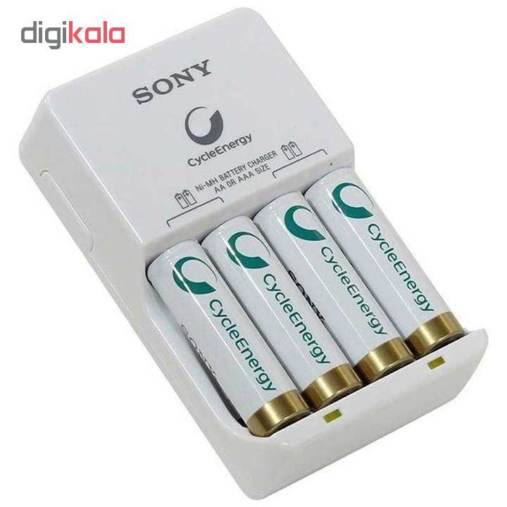 شارژر باتری سونی مدل BCG-34HHU4K به همراه 4 عددی باتری قلمی