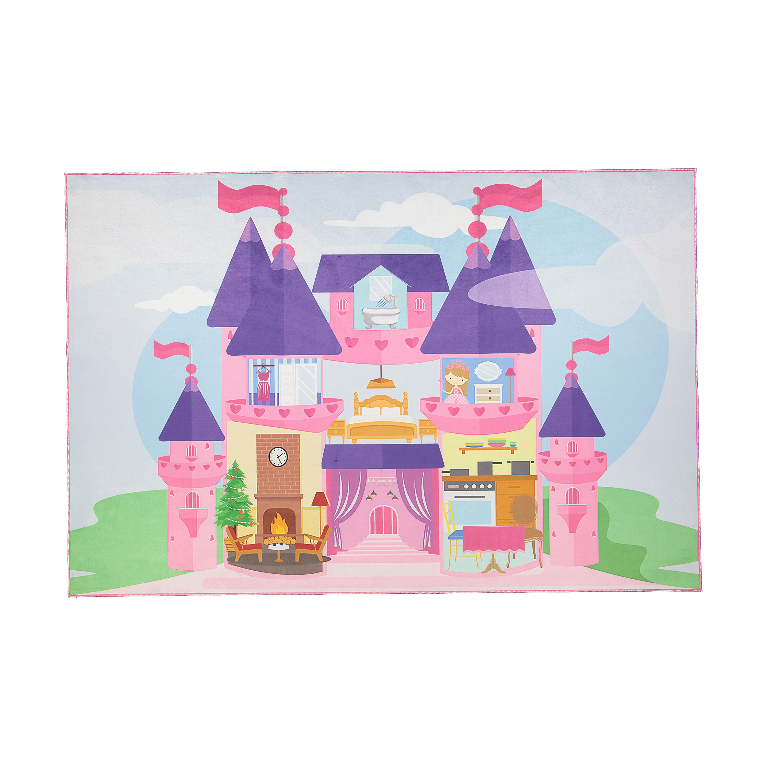 زیرانداز بازی طرح قصر دخترانه سایز 150×100 سانتی متر