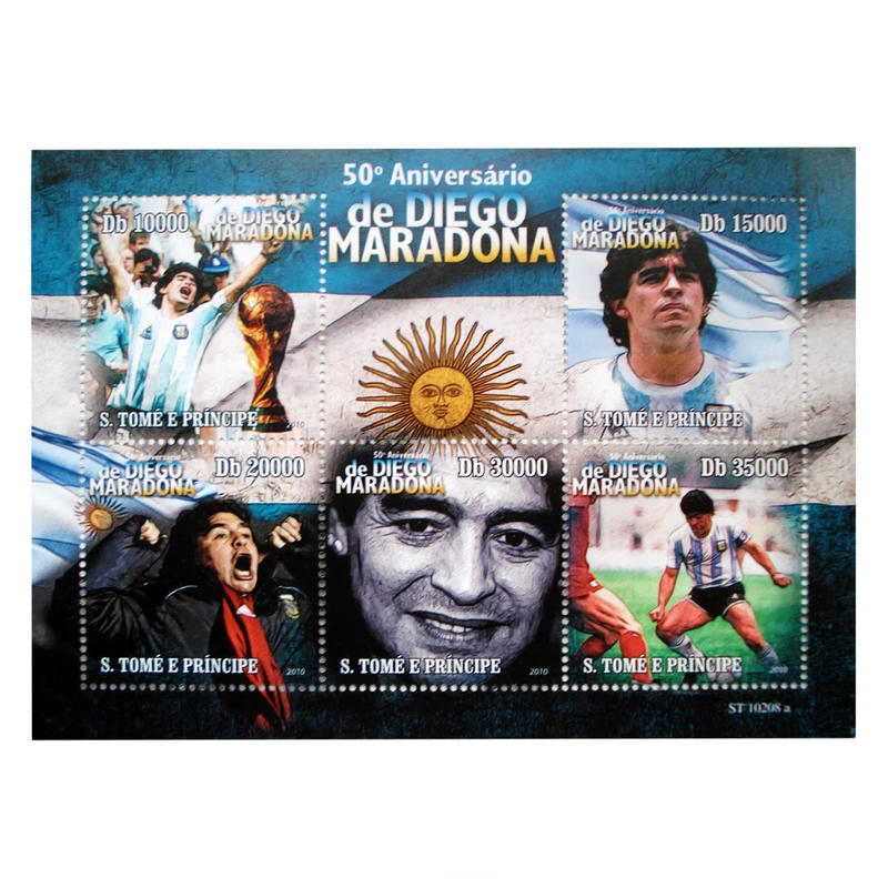 تمبر یادگاری مدل DIEGO MARADONA کد 80 مجموعه 6 عددی