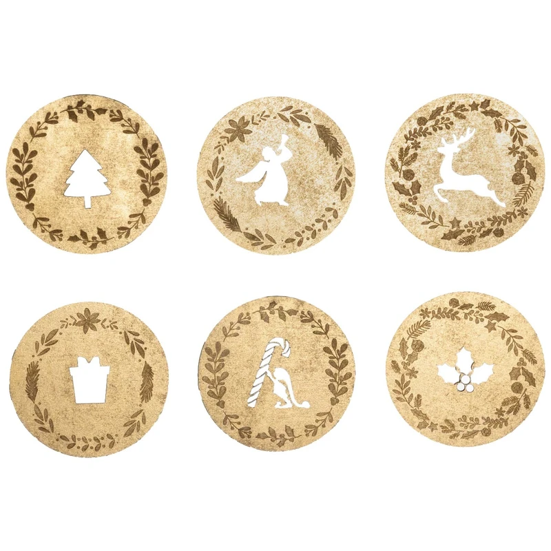 زیر لیوانی طرح کریسمس مدل CAA023 مجموعه 6 عددی