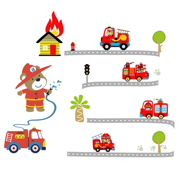 استیکر چوبی جیک جیک طرح آتش نشان