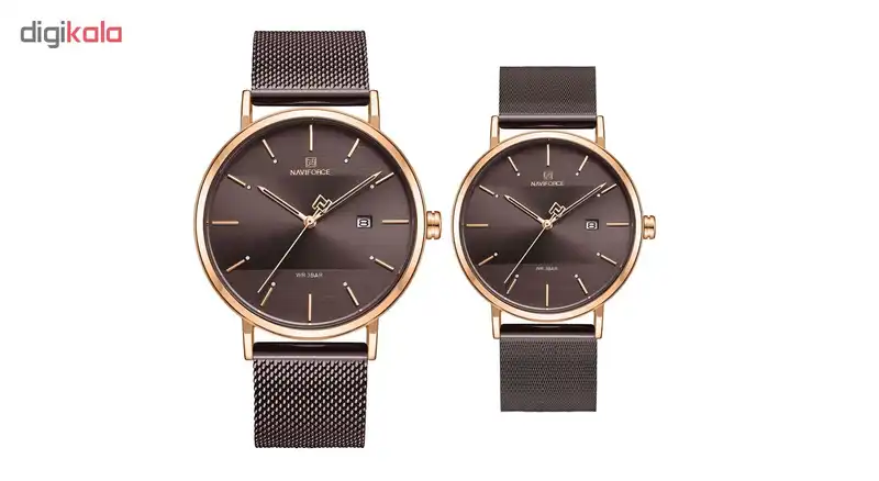 ست ساعت مچی عقربه ای زنانه و مردانه نیوی فورس کد nf3008g-b