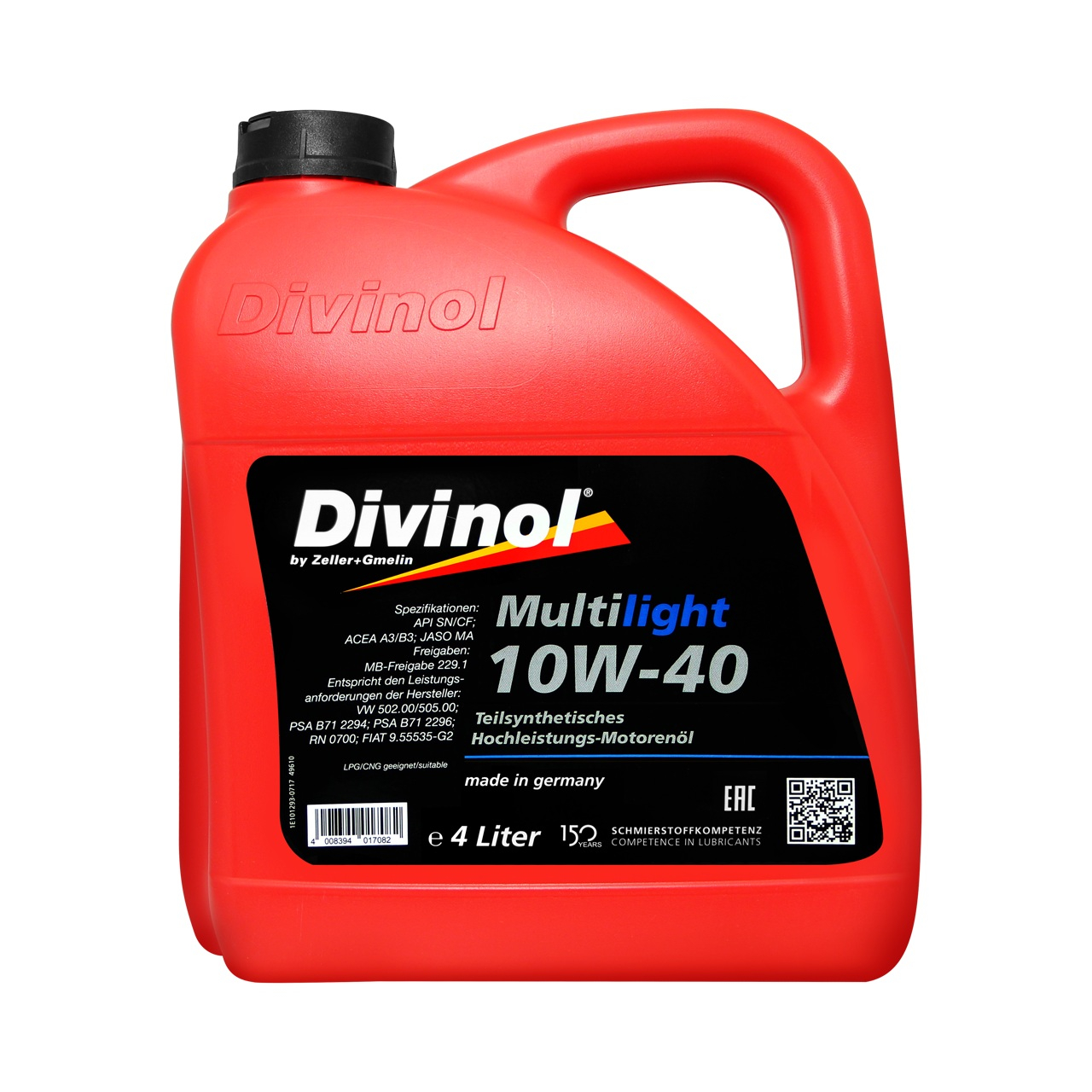 روغن موتور خودرو  دیوینول مدل 10W-40 Multilight A3  حجم 4000 میلی لیتر