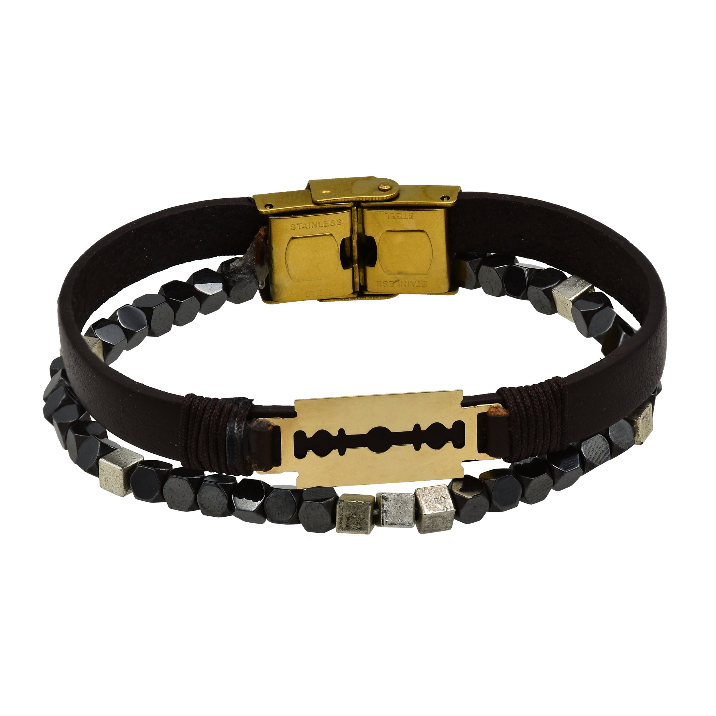 دستبند طلا 18 عیار زنانه آمانژ طرح تیغ کد 558D3034