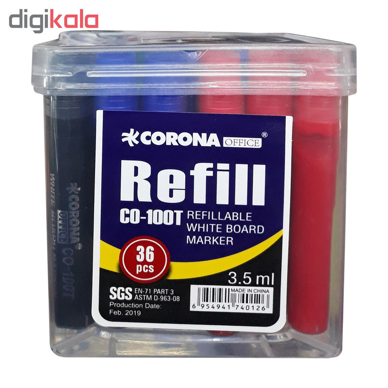 جوهر ماژیک وایت برد کرونا کد 100 بسته 36 عددی