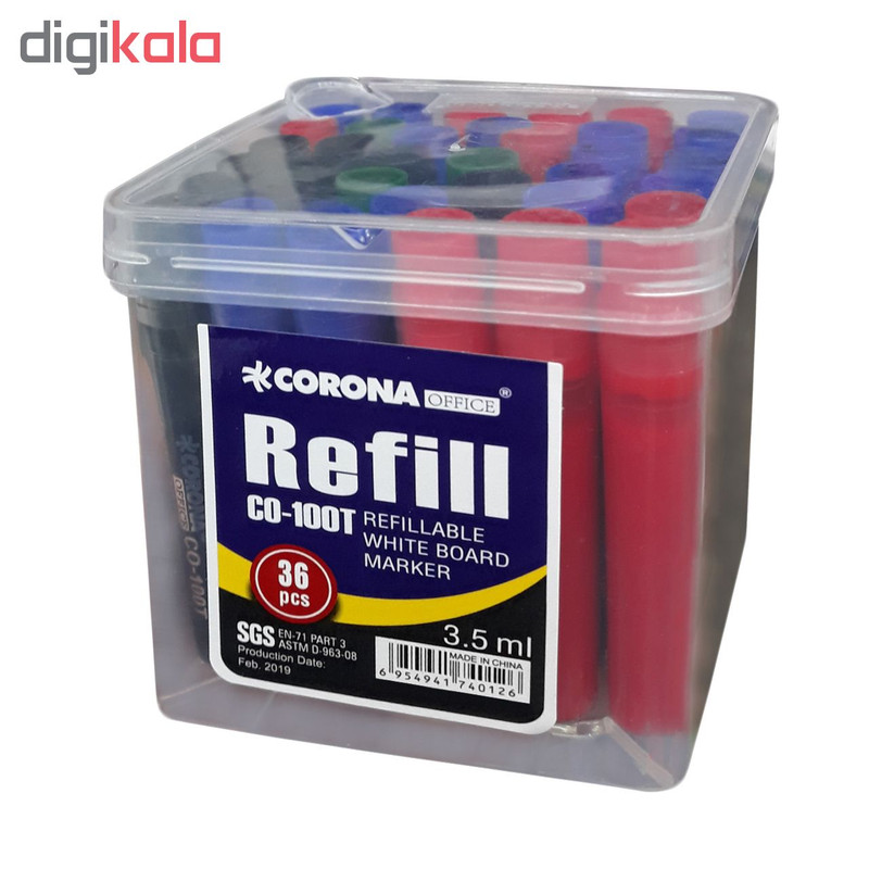 جوهر ماژیک وایت برد کرونا کد 100 بسته 36 عددی