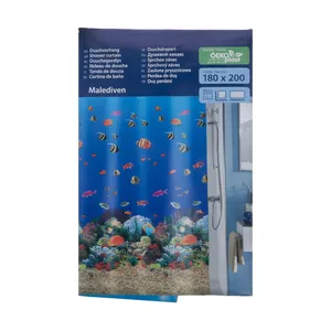 پرده حمام کلین ولک کد 5202148305 سایز 180 × 200 سانتی‌ متر