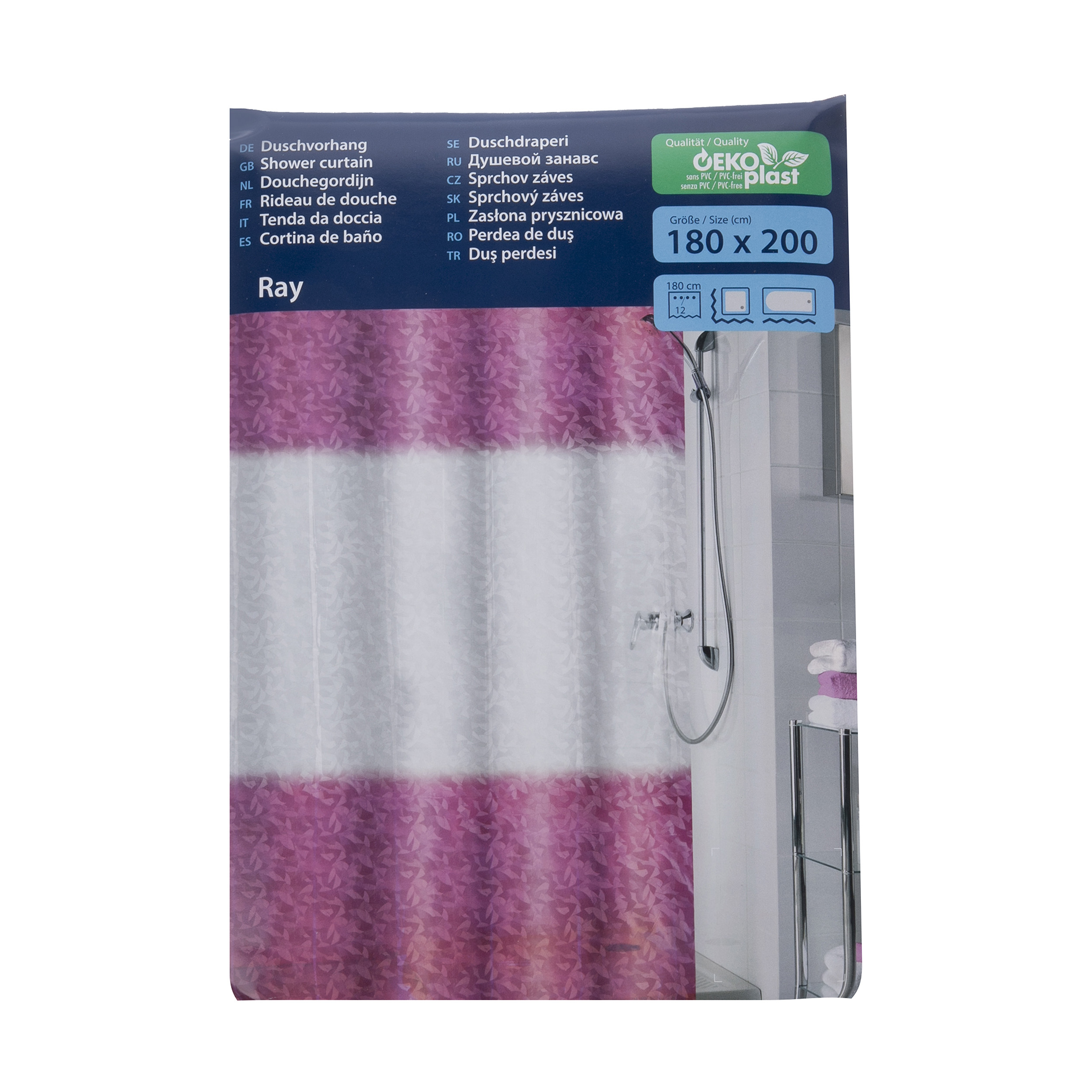 پرده حمام کلین ولک کد 5917452305 سایز 180 × 200 سانتی‌ متر