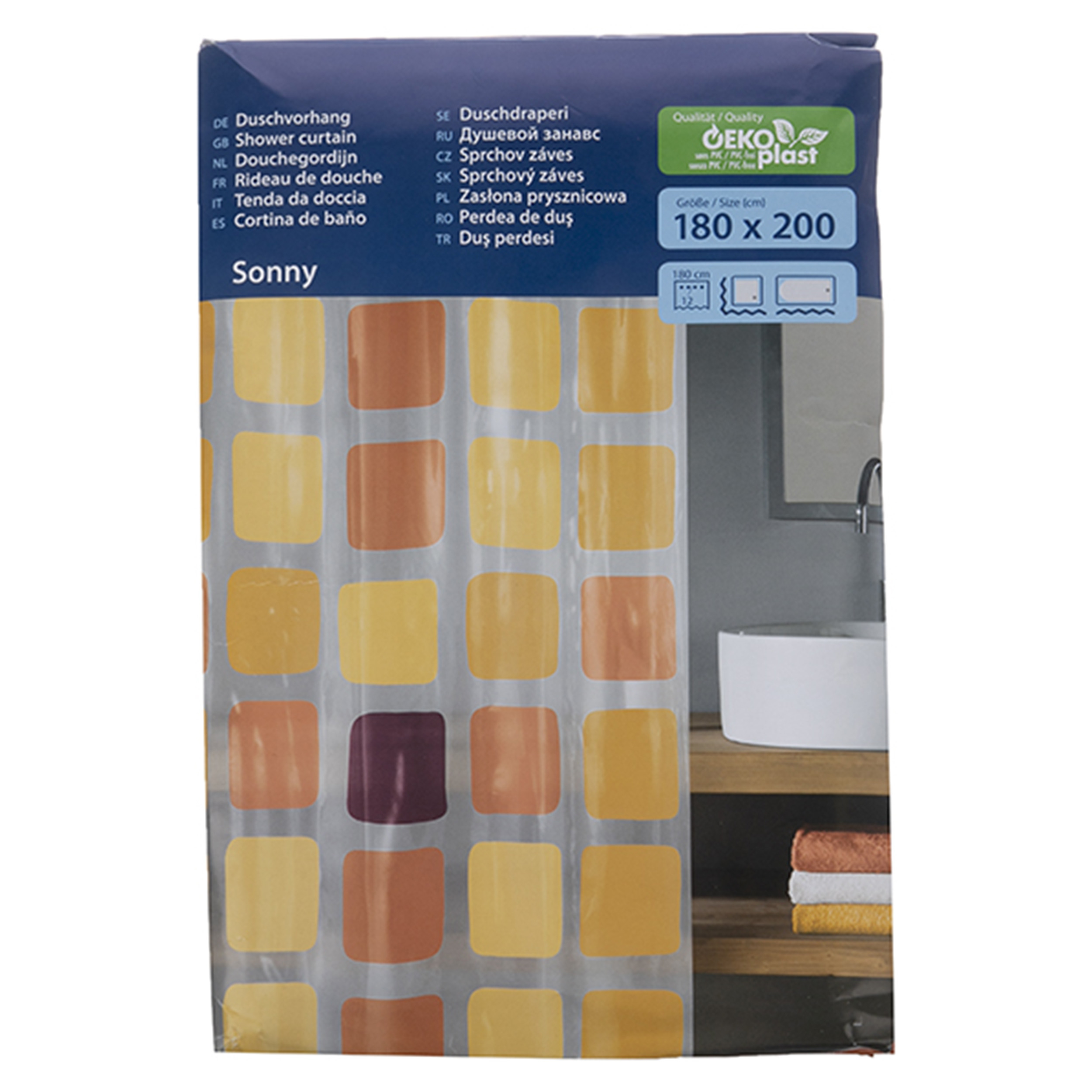 پرده حمام کلین ولک کد 4956580305 سایز 180 × 200 سانتی متر