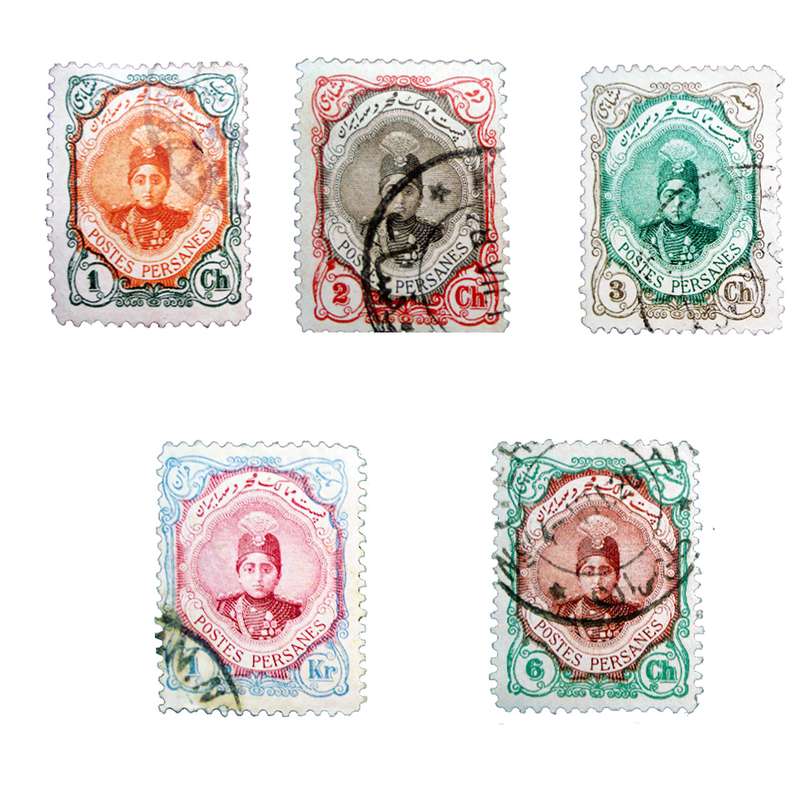 تمبر یادگاری مدل قاجار احمدی کد 2ahs120 مجموعه 5 عددی