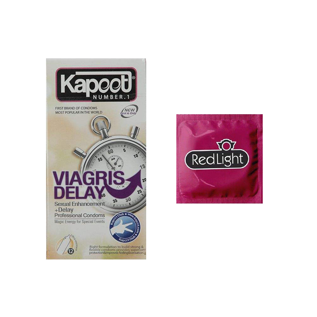 کاندوم کاپوت مدل VIAGRIS DELAY بسته 12 عددی به همراه کاندوم ردلایت مدل فویل