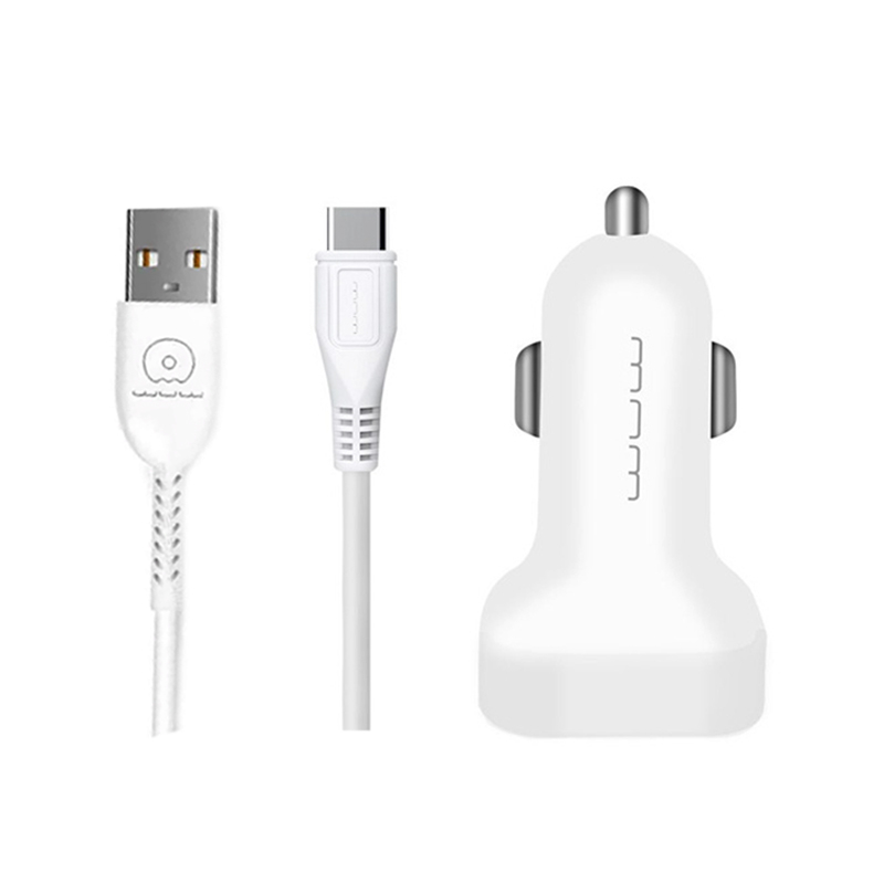شارژر فندکی دبلیو یو دبلیو مدل T22 به همراه کابل تبدیل USB-C