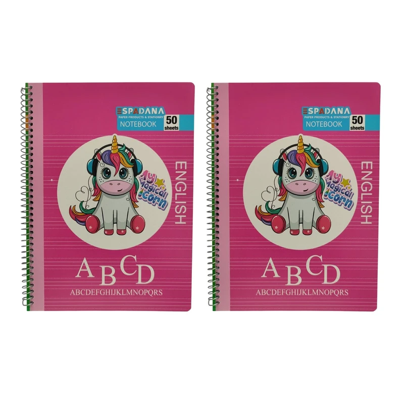 دفتر زبان 50 برگ اسپادانا مدل چهار خط طرح تکشاخ کد 007 بسته 2 عددی