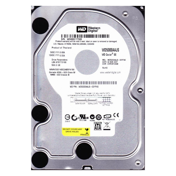 هارد دیسک اینترنال وسترن دیجیتال مدل WD5000AAJS ظرفیت 500 گیگابایت