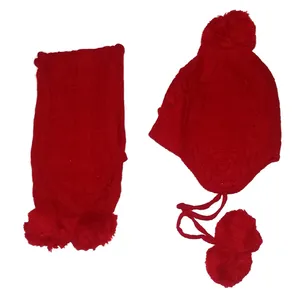 ست کلاه و شال گردن بافتنی دخترانه کد 02