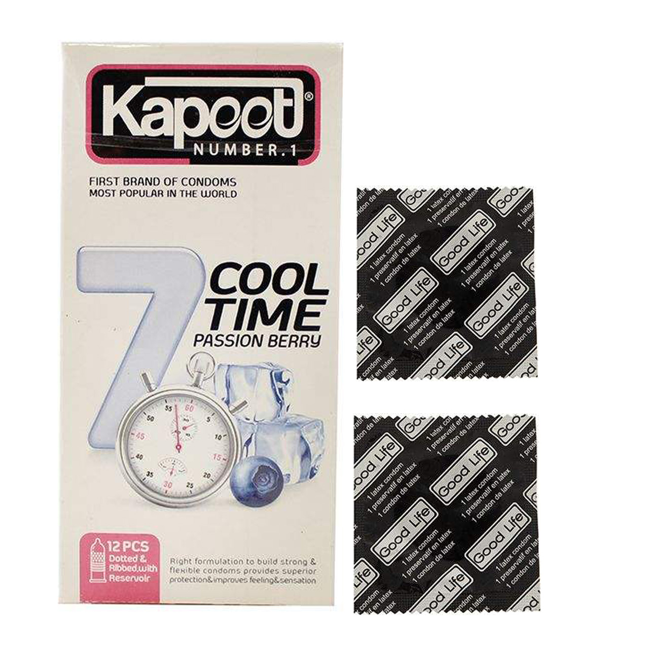 کاندوم کاپوت مدل 7Cool Time بسته 12 عددی  به همراه کاندوم گود لایف مدل کلاسیک مجموعه 2 عددی 