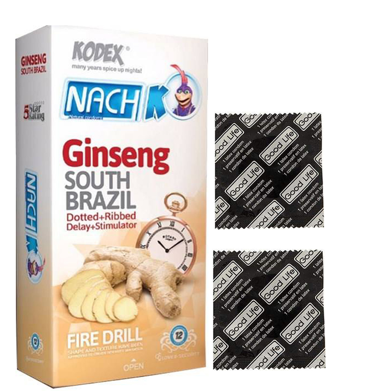 کاندوم ناچ کدکس مدل Ginseng بسته 12 عددی به همراه کاندوم گود لایف مدل کلاسیک مجموعه 2 عددی