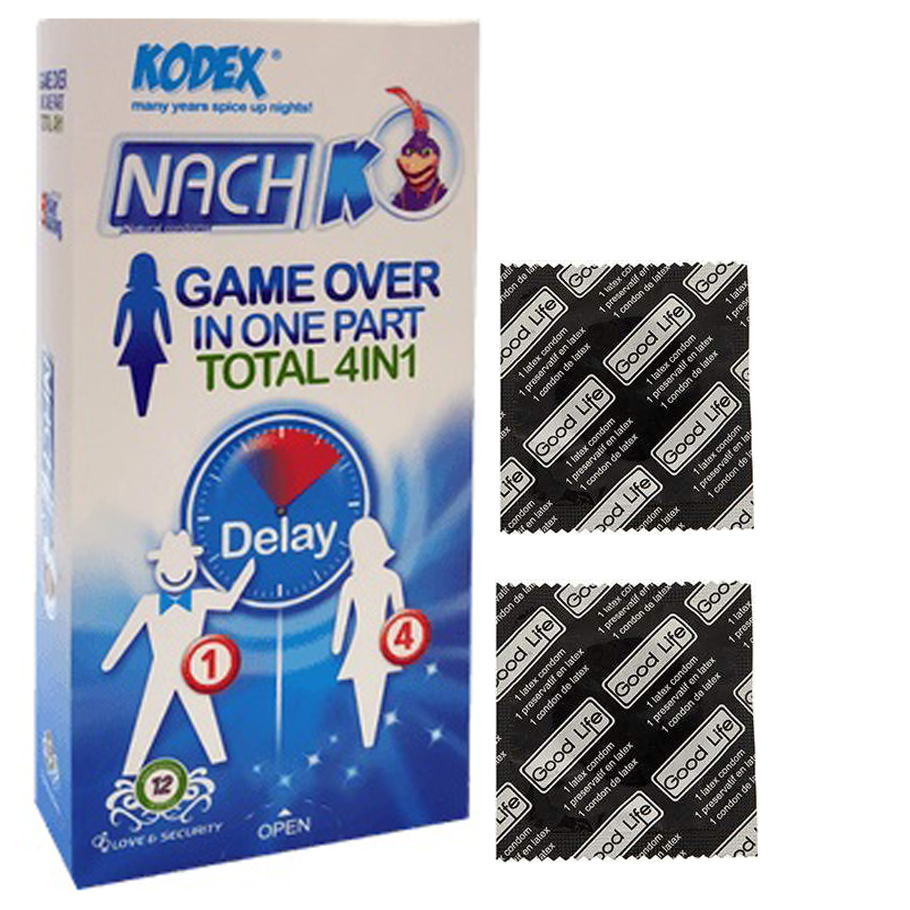 کاندوم ناچ کدکس مدل Game Over بسته 12 عددی  به همراه کاندوم گود لایف مدل کلاسیک مجموعه 2 عددی
