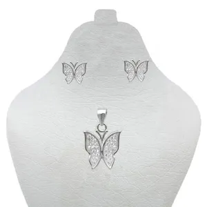 نیم ست نقره زنانه طرح پروانه کد P201