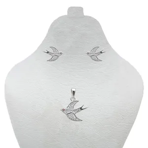 نیم ست نقره زنانه طرح پرنده کد P215