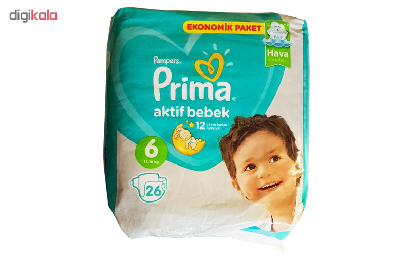 پوشک پریما مدل Aktif سایز 6 بسته 26 عددی