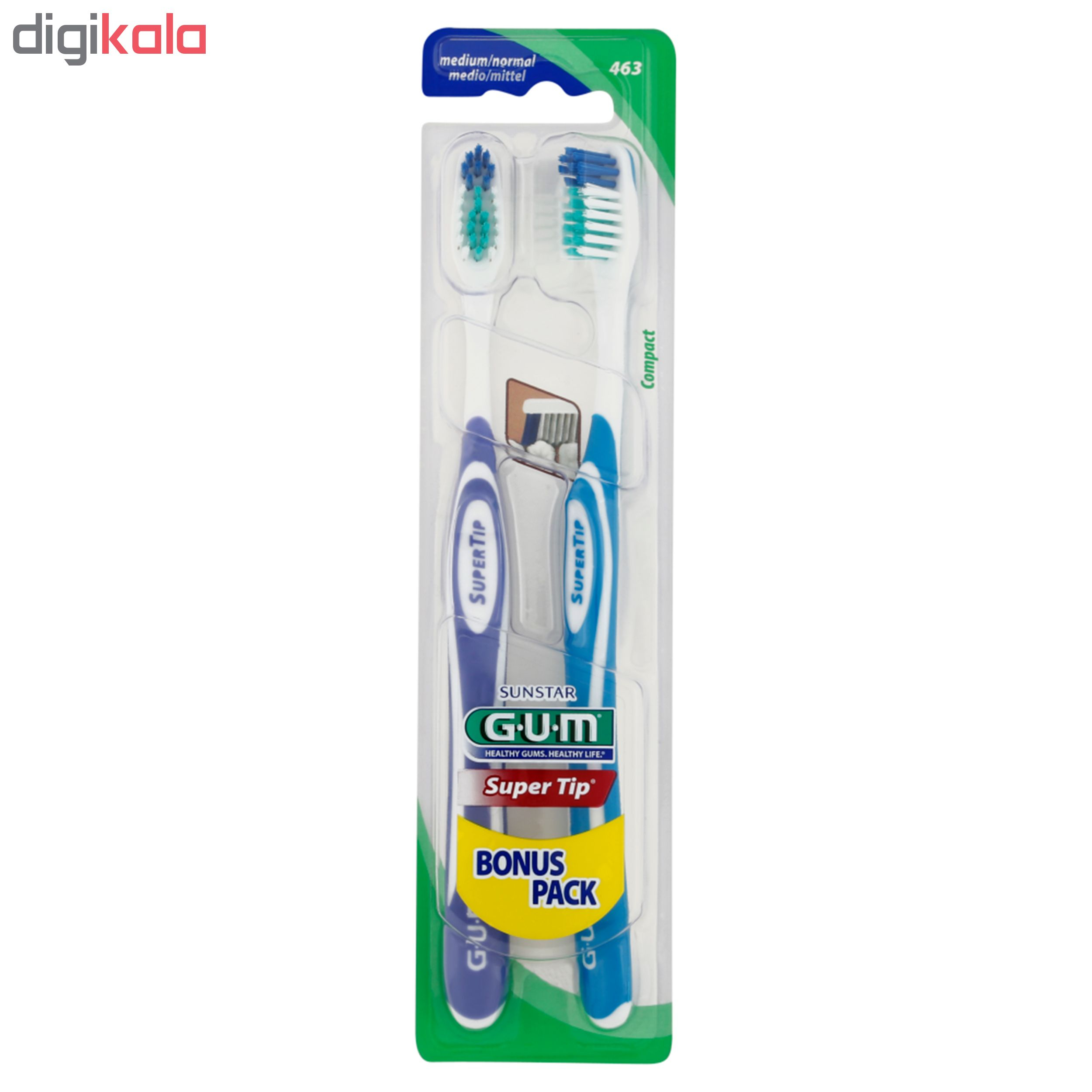 مسواک جی یو ام سری Super Tip مدل compact با برس متوسط بسته 2 عددی