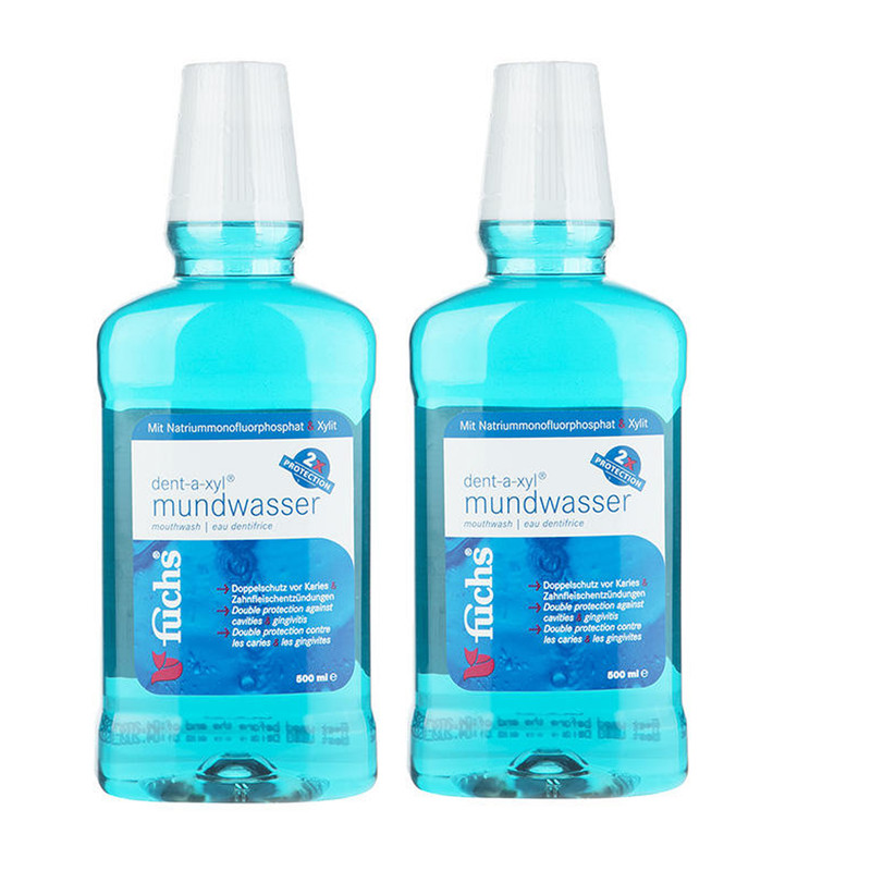 دهان شویه فوکس مدل Dent-a-xyl mundwasser حجم 500 میلی لیتر مجموعه 2 عددی